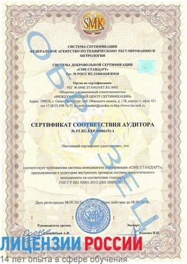 Образец сертификата соответствия аудитора №ST.RU.EXP.00006191-1 Красный Сулин Сертификат ISO 50001